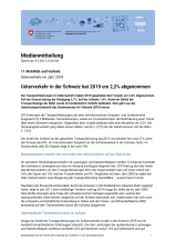 Güterverkehr in der Schweiz hat 2019 um 2,2% abgenommen