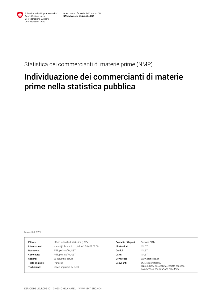 Individuazione dei commercianti di materie prime nella statistica pubblica