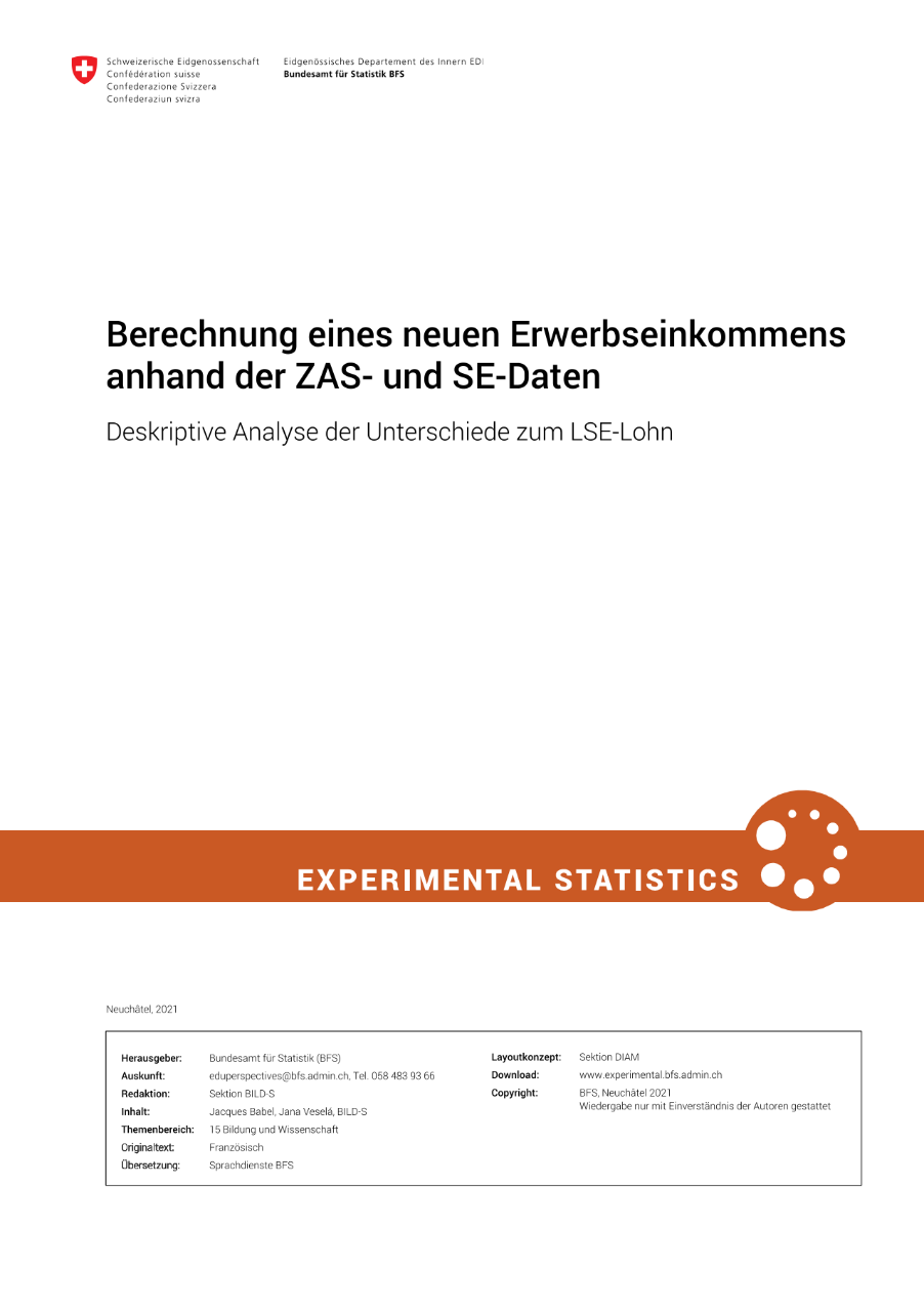 Berechnung eines neuen Erwerbseinkommens anhand der ZAS- und SE-Daten