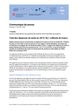 Total des dépenses de santé en 2019: 82,1 milliards de francs