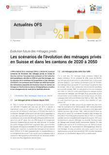 Les scénarios de l'évolution des ménages privés en Suisse et dans les cantons de 2020 à 2050