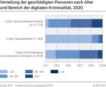 Verteilung der geschädigten Personen nach Alter und Bereich der digitalen Kriminalität
