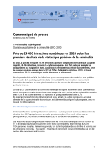 Près de 24 400 infractions numériques en 2020 selon les premiers résultats de la statistique policière de la criminalité