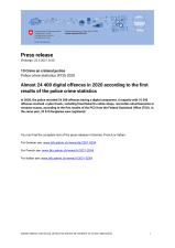 Almost 24 400 digital offences in 2020 according to the first results of the police crime statistics