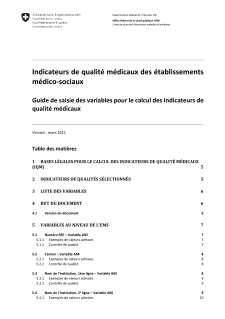 Indicateurs de qualité médicaux des EMS - Guide de saisie des variables pour le calcul des Indicateurs de qualité médicaux