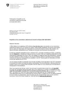 Lettre d'accompagnement -  Enquête sur les conventions collectives de travail en Suisse 2021