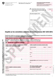 Questionnaire - Enquête sur les conventions collectives de travail en Suisse 2021