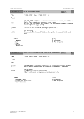 Questionnaire sur la prise en charge des enfants