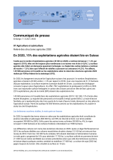 En 2020, 15% des exploitations agricoles étaient bio en Suisse