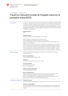 Travail non rémunéré (module de l'enquête suisse sur la population active ESPA)