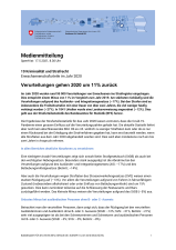 Verurteilungen gehen 2020 um 11% zurück