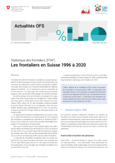Les frontaliers en Suisse 1996 à 2020