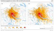 Pendlereinzugsgebiet von Zürich, 1990 und 2018