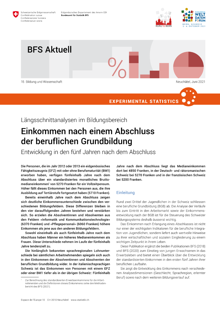 Einkommen nach einem Abschluss der beruflichen Grundbildung
