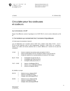 OFS Santé - Circulaire pour les codeuses et codeurs Nr 10