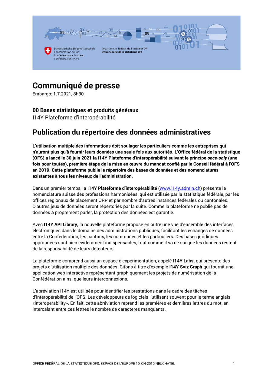 Publication du répertoire des données administratives