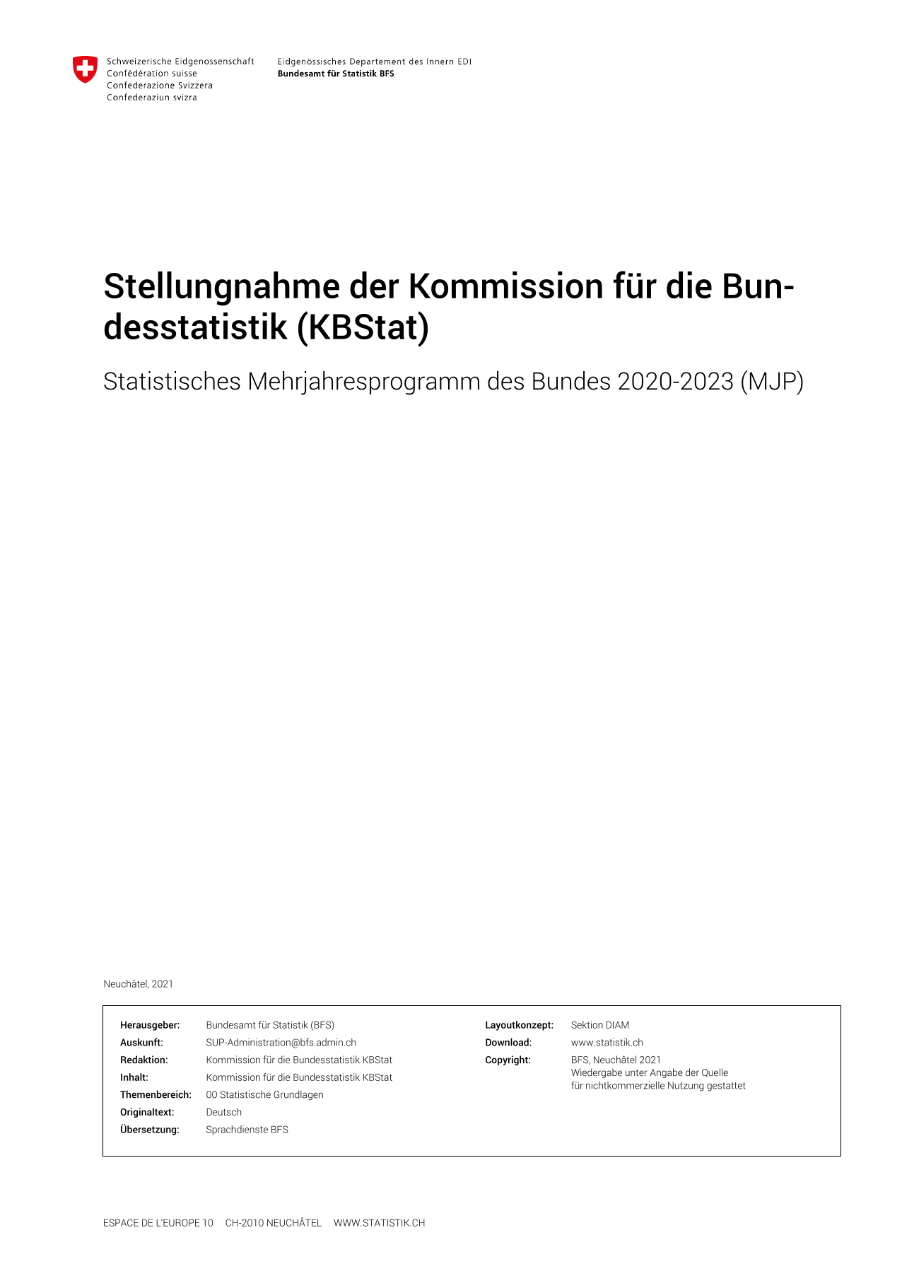Stellungnahme der Kommission für die Bundesstatistik zum Bericht 2020