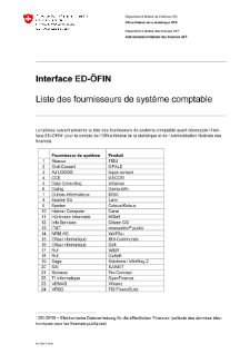 Projet ED-ÖFIN: Liste des fournisseurs de système comptable