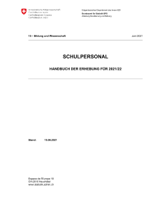 Schulpersonal. Handbuch der Erhebung für 2021/22