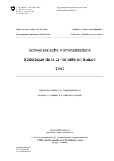 Statistique de la criminalité en Suisse 1951