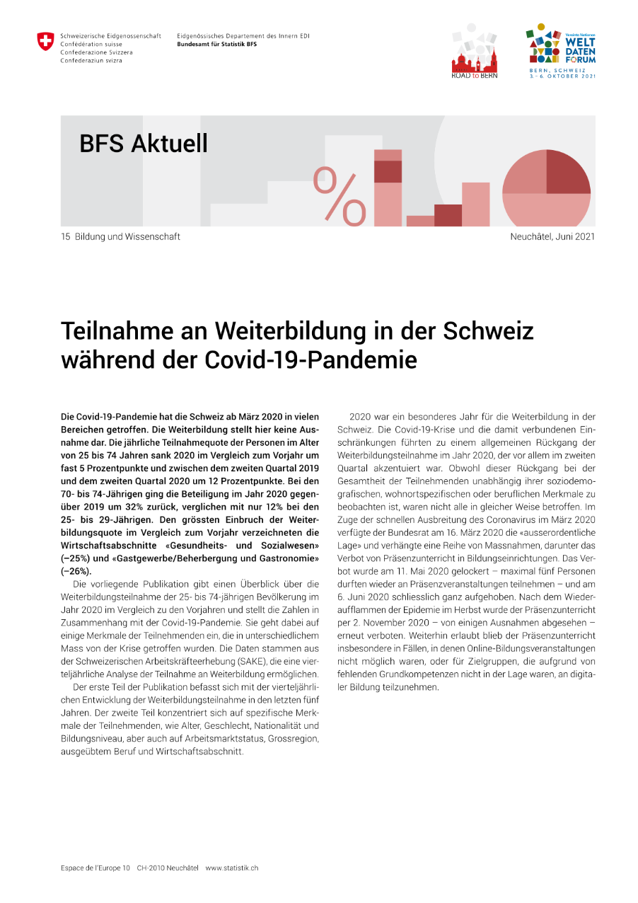 Teilnahme an Weiterbildung während der Covid-19-Pandemie