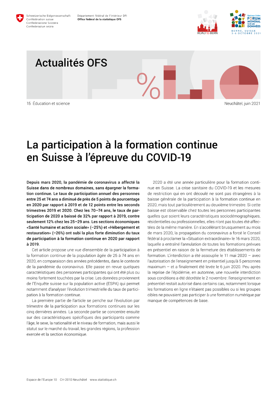 Participation à la formation continue pendant la pandémie COVID-19