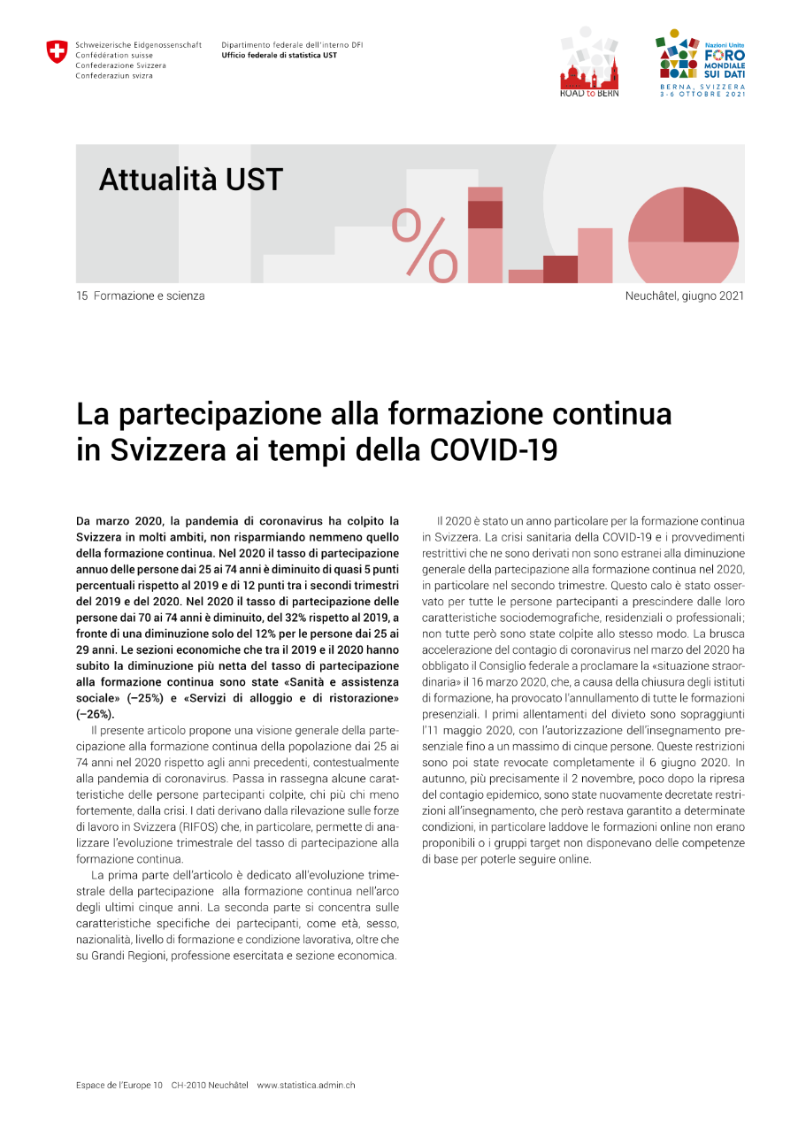 Partecipazione alla formazione continua durante la pandemia COVID-19