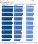 Superficie media per occupante secondo la nazionalità dei membri dell'economia domestica
