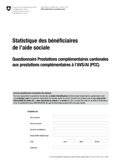 Questionnaire Prestations complémentaires cantonales aux prestations complémentaires à l'AVS/AI (PCC)