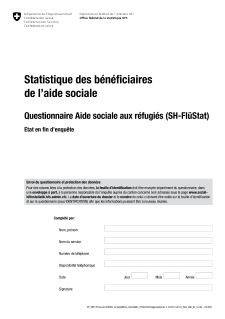 Questionnaire Aide sociale aux réfugiés (SH-FlüStat) - Etat en fin d'enquête