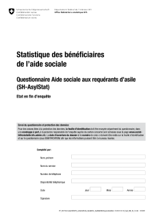 Questionnaire Aide sociale aux requérants d'asile (SH-AsylStat) - Etat en fin d'enquête