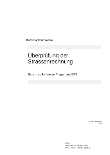 Überprüfung der Strassenrechnung: Bericht zu konkreten Fragen des BFS, INFRAS, Zürich