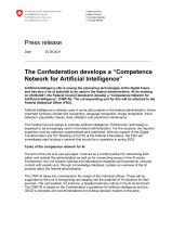 The Confederation develops a “Competence Network for Artificial Intelligence"