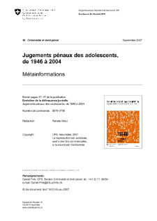 Métadonnées relatives aux relevés et aux statistiques sur les jugements pénaux des adolescents