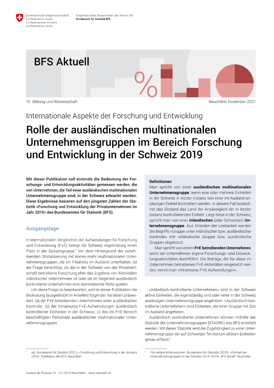 Internationale Aspekte der Forschung und Entwicklung