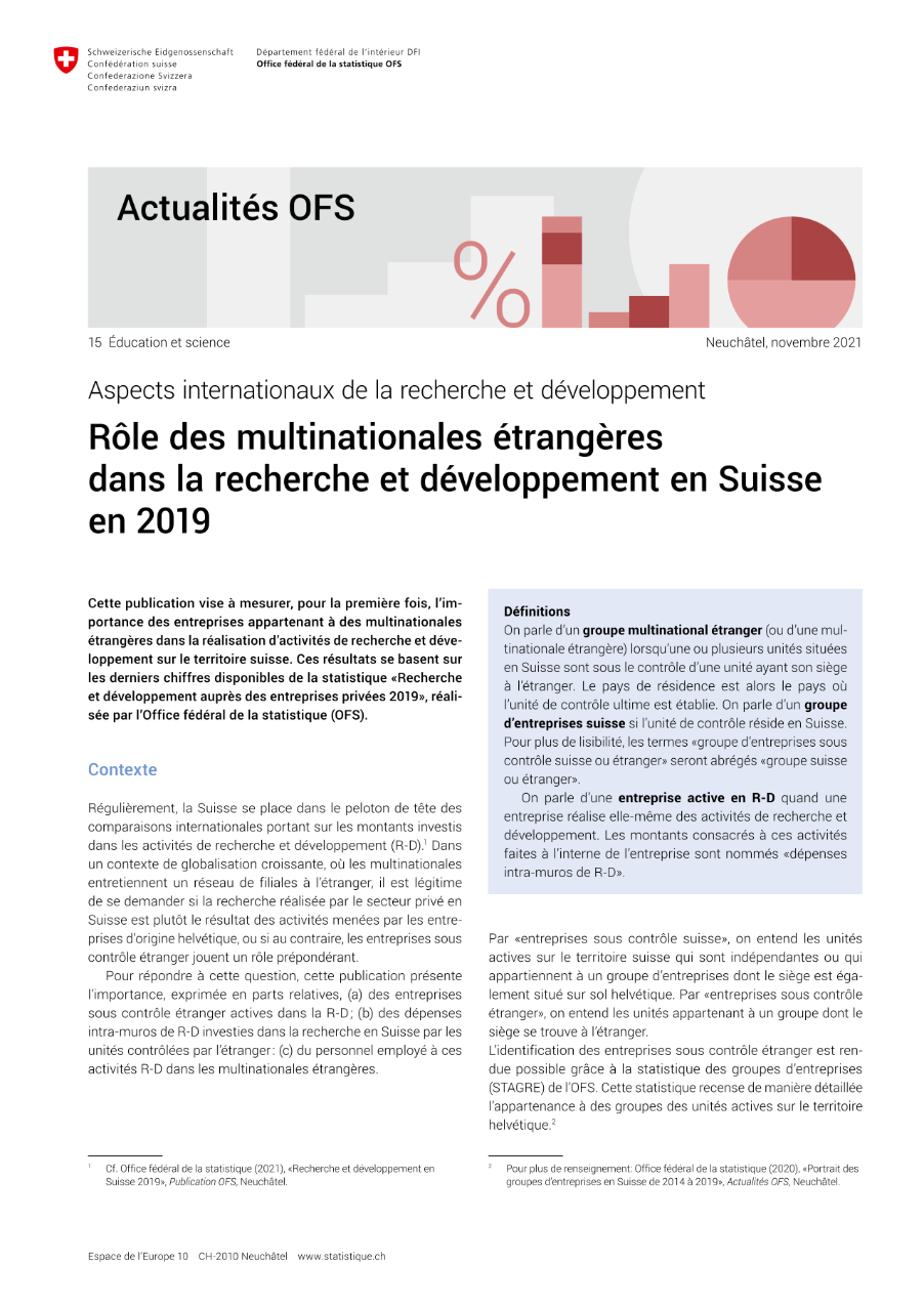 Aspects internationaux de la recherche et développement