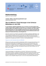 Über 8,6 Millionen E-Book-Nutzungen in den Schweizer Bibliotheken im Jahr 2020