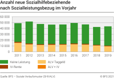 Anzahl neue Sozialhilfebeziehende nach Sozialleistungsbezug im Vorjahr