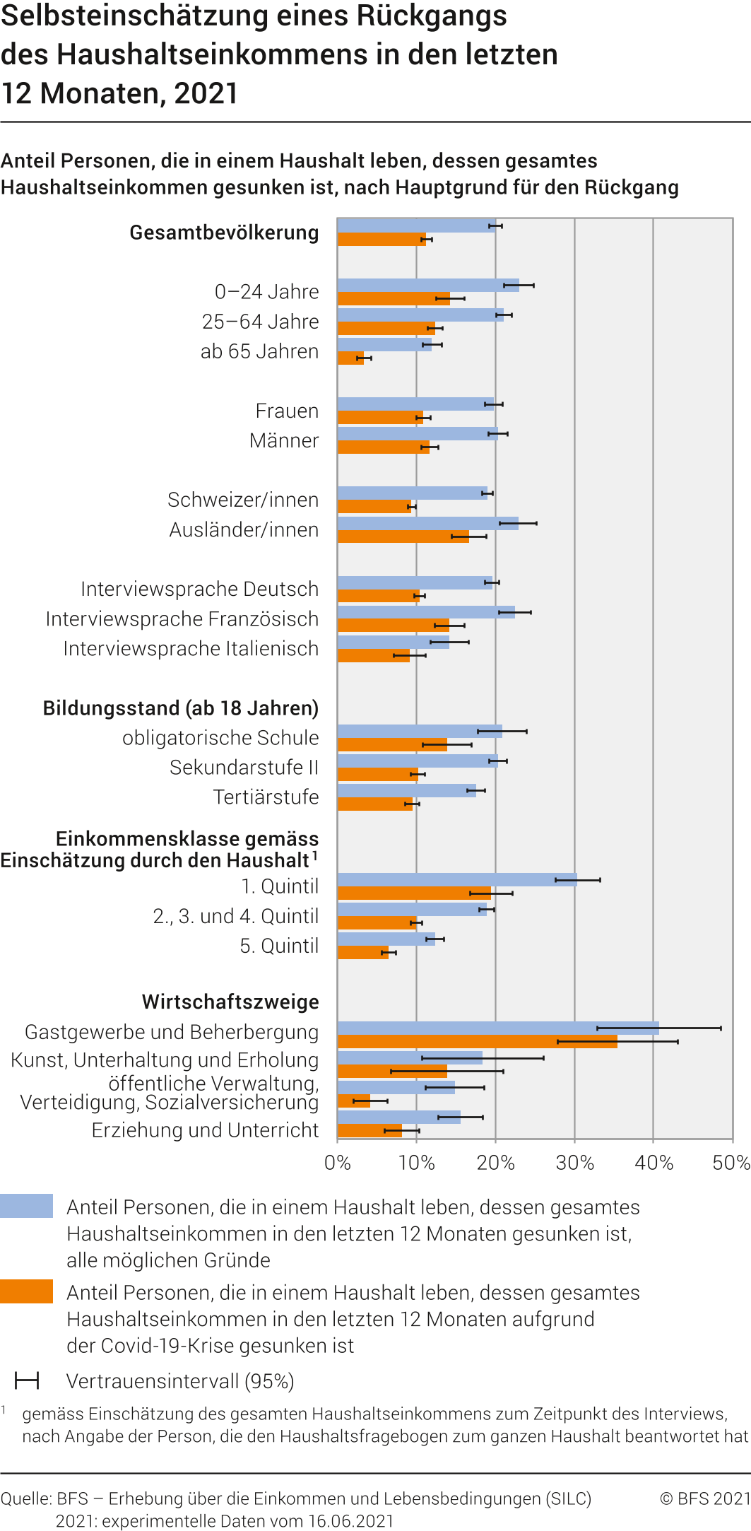Selbsteinschätzung eines Rückgangs des Haushaltseinkommens in den letzten 12 Monaten