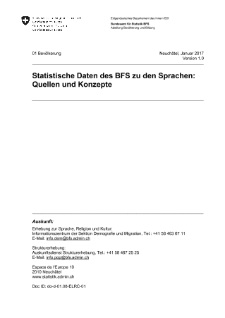 Statistische Daten des BFS zu den Sprachen: Quellen und Konzepte