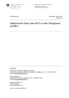 Statistische Daten des BFS zu den Religionen: Quellen