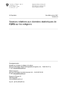 Sources relatives aux données statistiques de l'OFS sur les religions