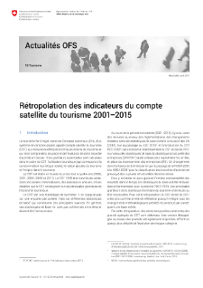 Rétropolation des indicateurs du compte satellite du tourisme 2001-2015