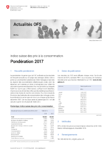 Indice suisse des prix à la consommation - Pondération 2017