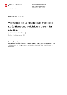 Statistique médicale des hôpitaux - Variables de la statistique médicale. Spécifications valables dès 1.1.2017