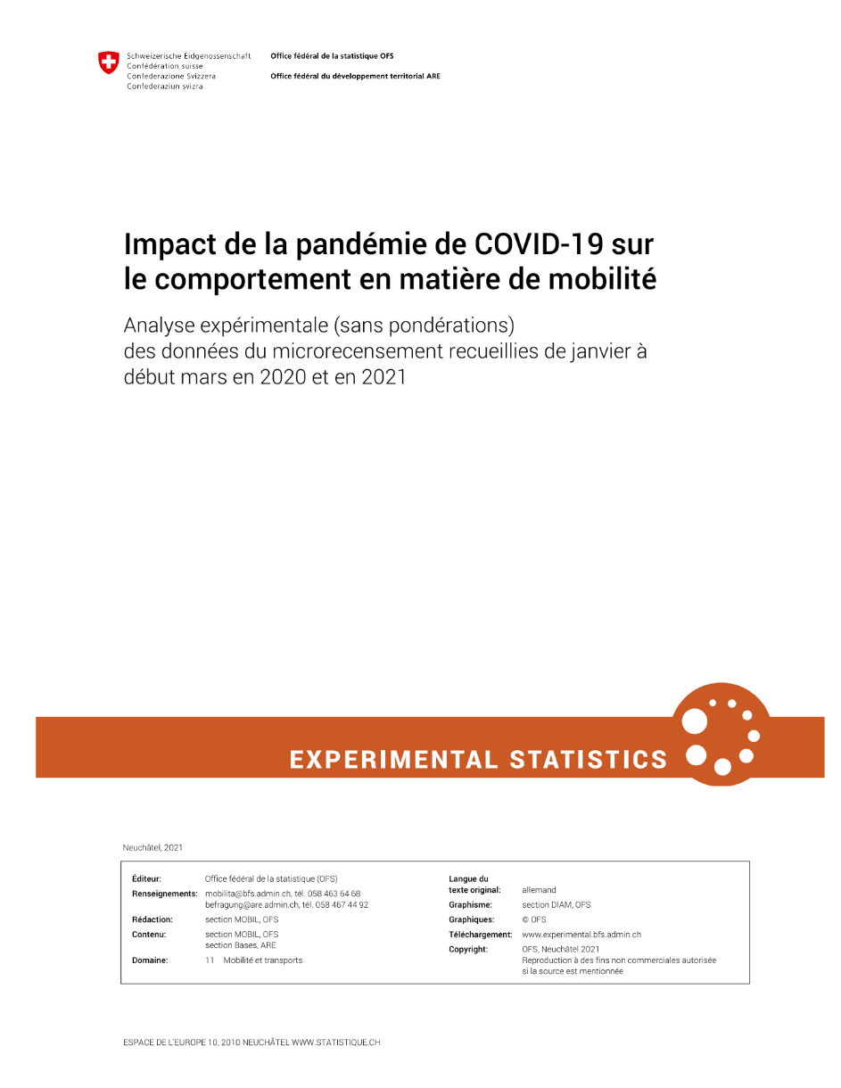 Impact de la pandémie de COVID-19 sur le comportement en matière de mobilité