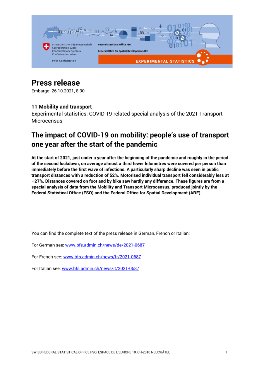 The impact of COVID-19 on mobility: people's use of transport one year after the start of the pandemic