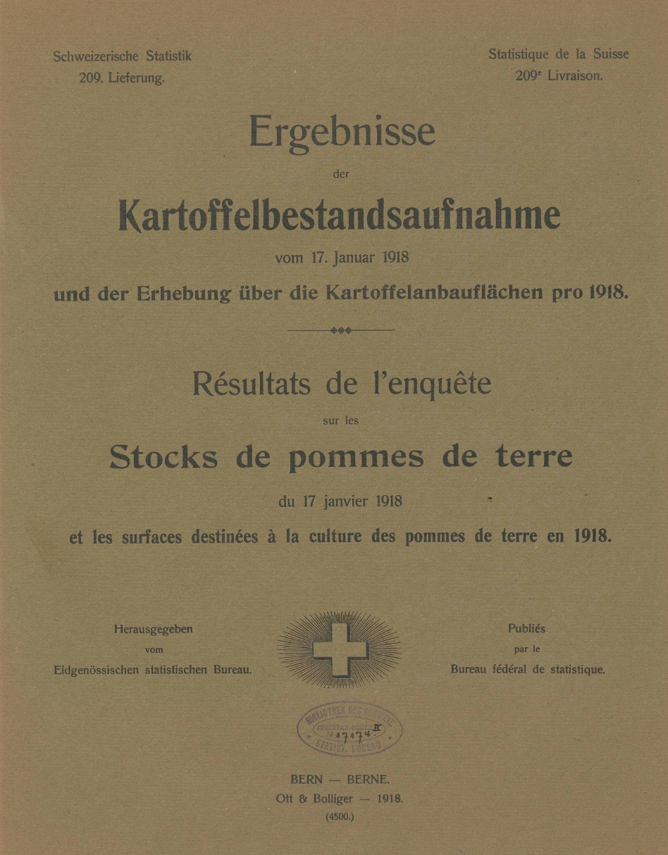 Ergebnisse der Kartoffelbestandsaufnahme vom 17. Januar 1918 und der Erhebung über die Kartoffelanbauflächen pro 1918