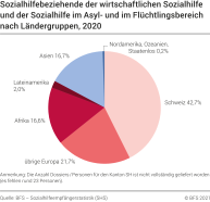 Sozialhilfebeziehende der wirtschaftliche Sozialhilfe und der Sozialhilfe im Asyl- und im Flüchtlingsbereich nach Ländergruppen, 2020