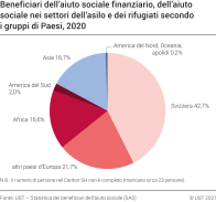 Beneficiari dell'aiuto sociale finanziario, dell'aiuto sociale nei settori dell'asilo e dei rifugiati secondo i gruppi di Paesi, nel 2020